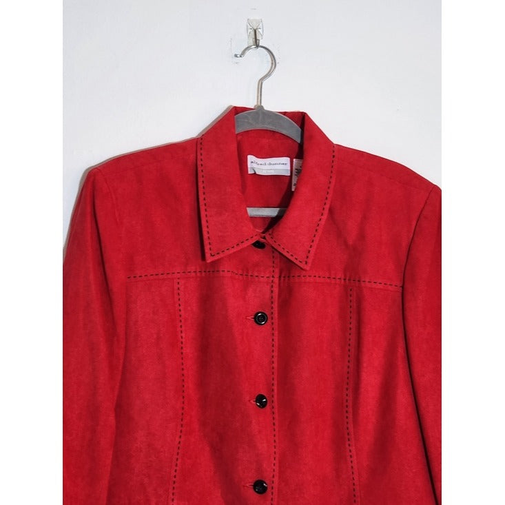 Alfred Dunner Red Faux Suede Blazer Jacket Size 18 Petite NWT