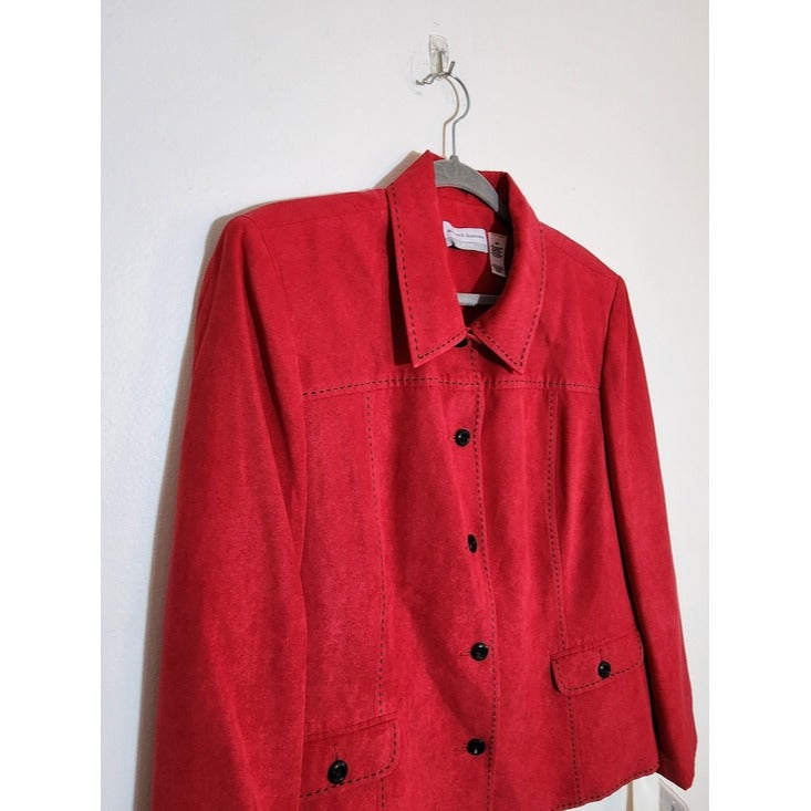 Alfred Dunner Red Faux Suede Blazer Jacket Size 18 Petite NWT