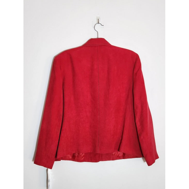 Alfred Dunner Red Faux Suede Blazer Jacket Size 18 Petite NWT