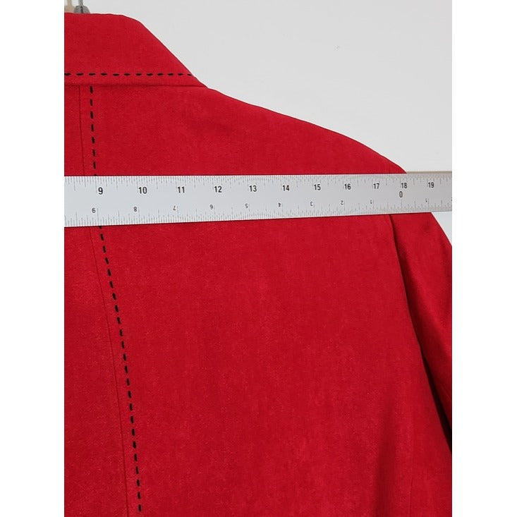 Alfred Dunner Red Faux Suede Blazer Jacket Size 18 Petite NWT