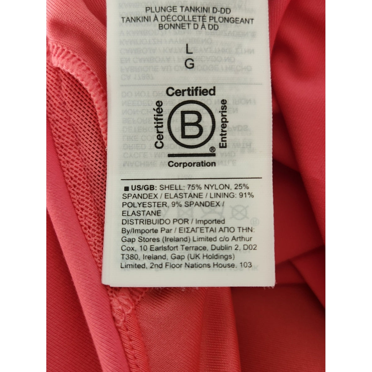 Athleta Pink Tie Back Tankini Swim Top Size Large