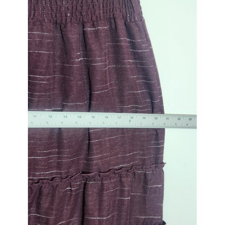 Deja Bleu Premium Eggplant Purple Tiered Peasant Maxi Skirt Size Medium