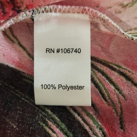 Pyramid Collection Pink Floral Boho Wide Leg Pants with Asymmetrical Hem Size 1X