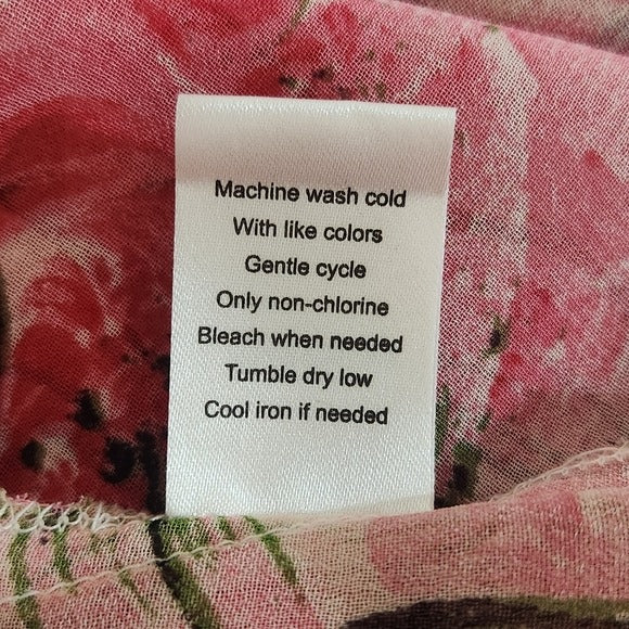 Pyramid Collection Pink Floral Boho Wide Leg Pants with Asymmetrical Hem Size 1X