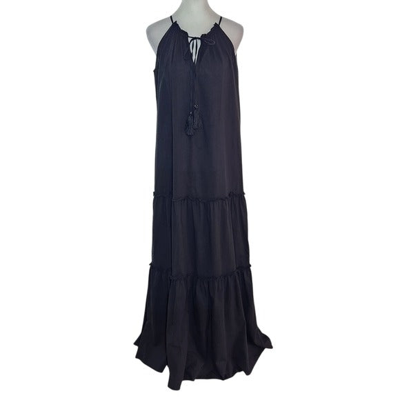 INC International Concepts Black Semi-Sheer Sleeveless Maxi Dress Size Medium