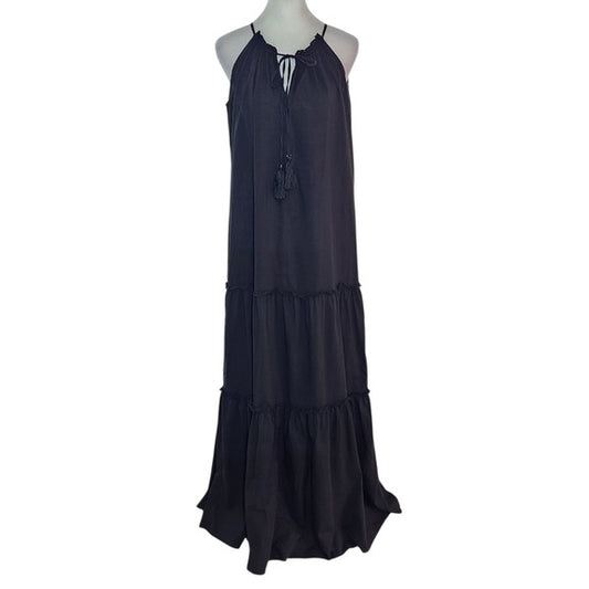 INC International Concepts Black Semi-Sheer Sleeveless Maxi Dress Size Medium