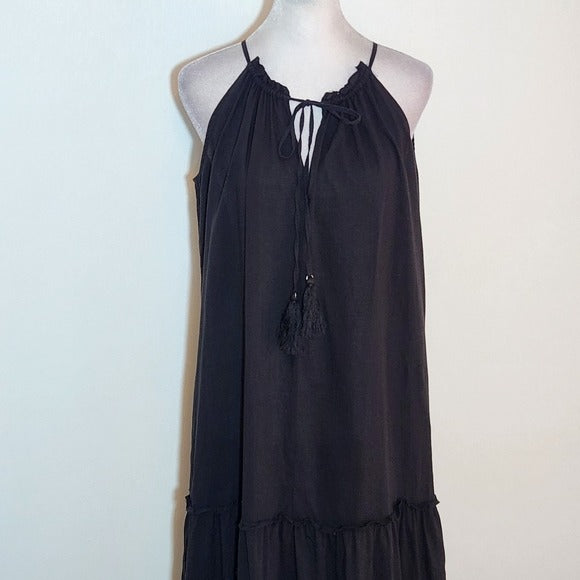 INC International Concepts Black Semi-Sheer Sleeveless Maxi Dress Size Medium