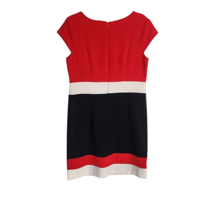 Sandra Darren Red and Black Colorblock Sheath Dress Size 10