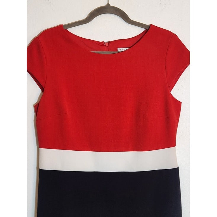 Sandra Darren Red and Black Colorblock Sheath Dress Size 10