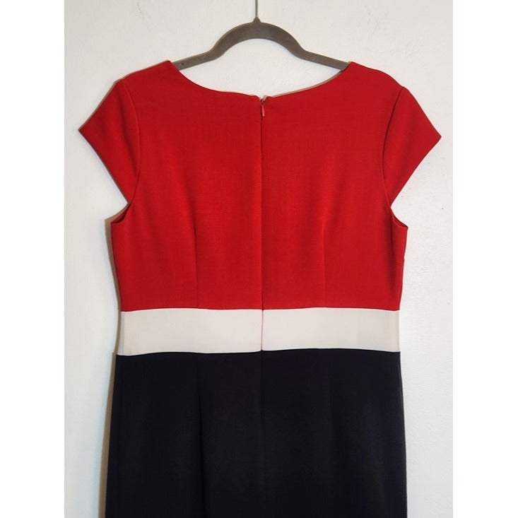 Sandra Darren Red and Black Colorblock Sheath Dress Size 10