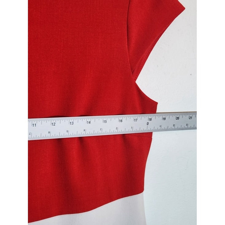Sandra Darren Red and Black Colorblock Sheath Dress Size 10