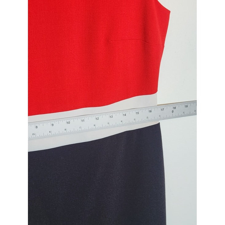 Sandra Darren Red and Black Colorblock Sheath Dress Size 10