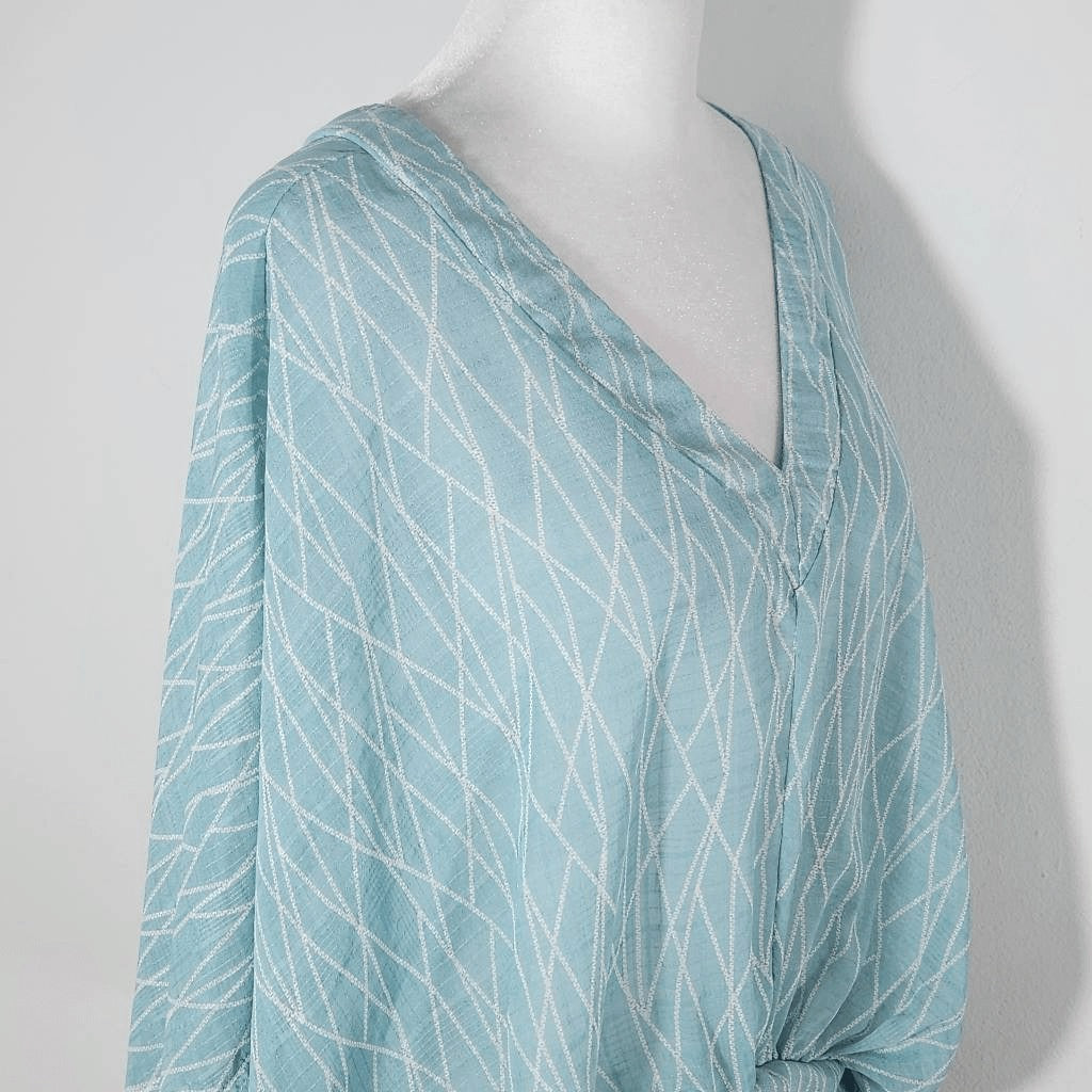 Elizabeth Crosby Blue Dolman Sleeve Blouse Size Small Poncho Style Top