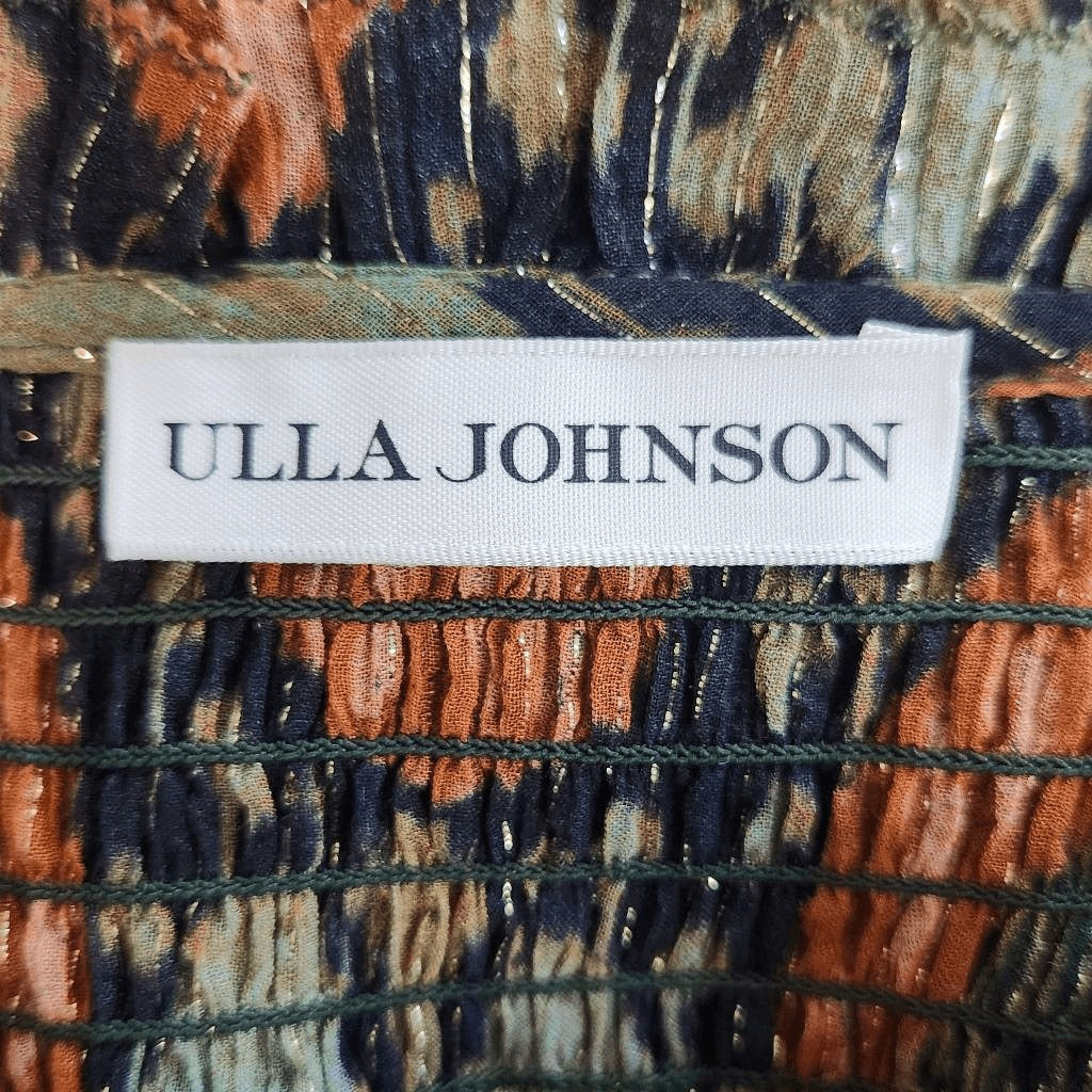 Ulla Johnson Anita Blouse Size 6 Ulla Johnson Green and Orange Print Blouse