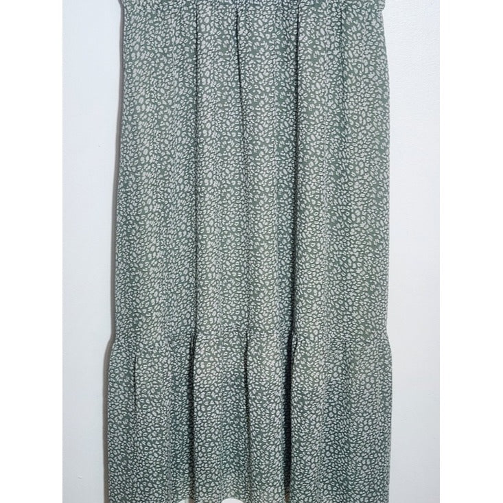 BTFBM Green Floral Print Maxi Dress with Sash Size XL Wedding Guest Dress
