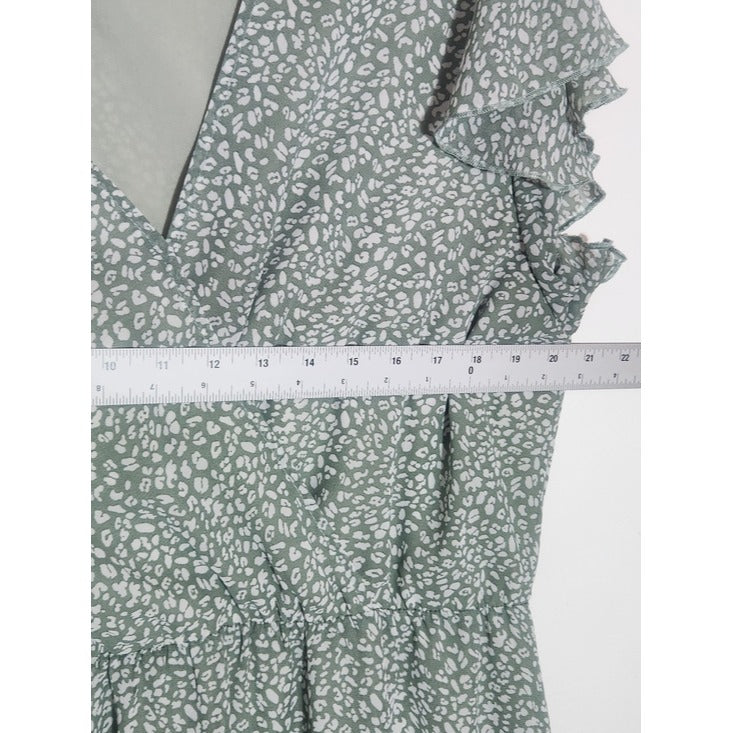 BTFBM Green Floral Print Maxi Dress with Sash Size XL Wedding Guest Dress