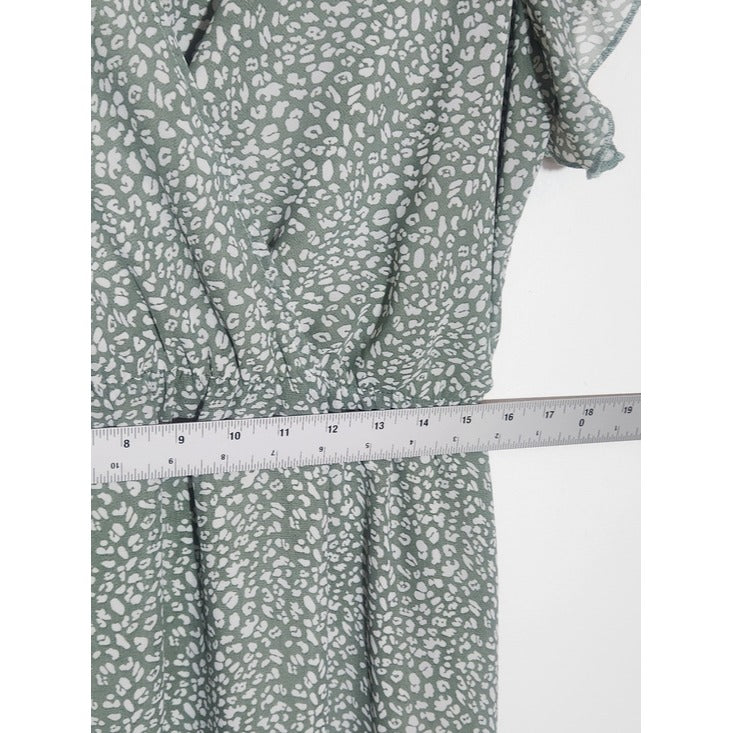 BTFBM Green Floral Print Maxi Dress with Sash Size XL Wedding Guest Dress