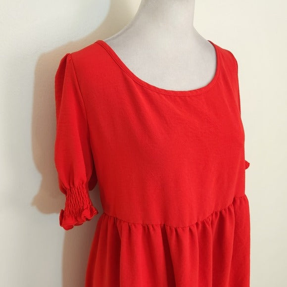 Exlura Red Tiered Mini Dress with Open Back Size Large