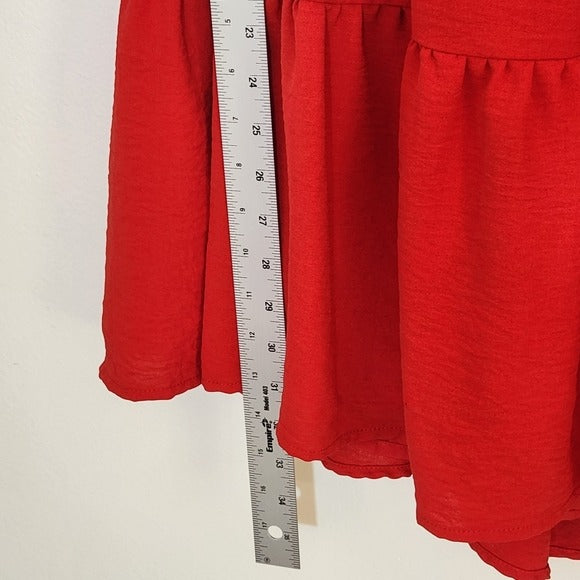 Exlura Red Tiered Mini Dress with Open Back Size Large