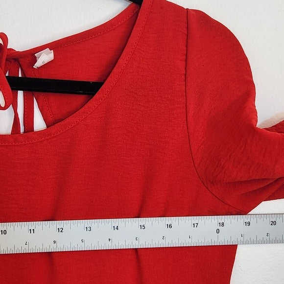 Exlura Red Tiered Mini Dress with Open Back Size Large