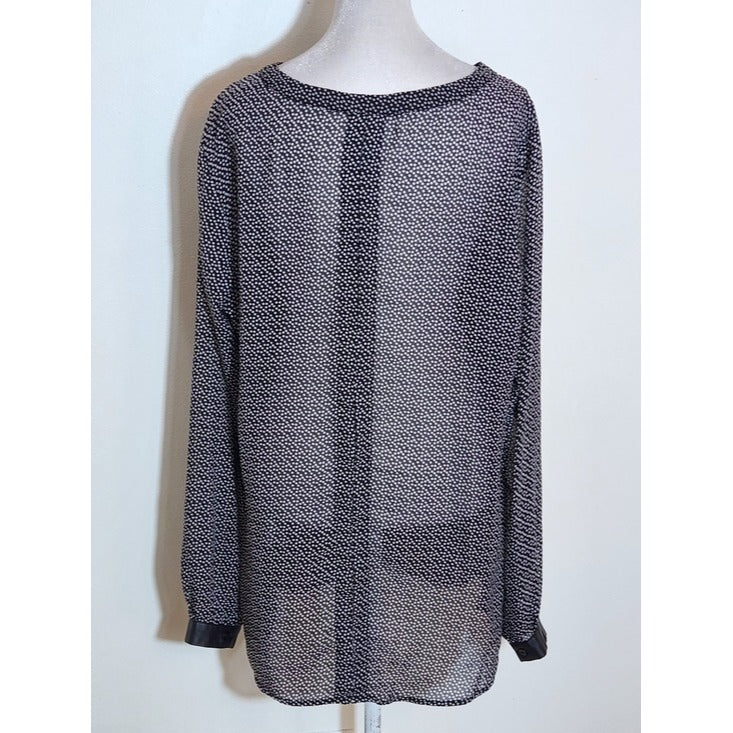 Adolfo Dominguez Black and White Polka Dot Blouse Size 10