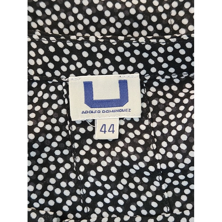 Adolfo Dominguez Black and White Polka Dot Blouse Size 10