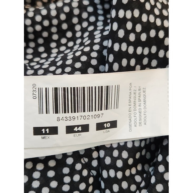Adolfo Dominguez Black and White Polka Dot Blouse Size 10