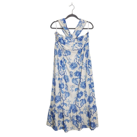 Grace Karin Blue Floral Boho Halter Maxi Dress Size XL