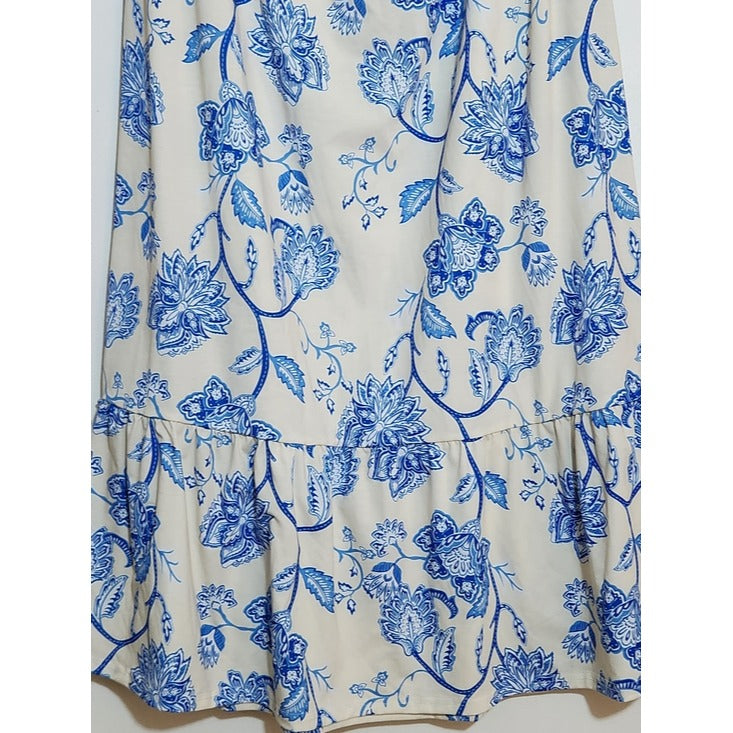 Grace Karin Blue Floral Boho Halter Maxi Dress Size XL