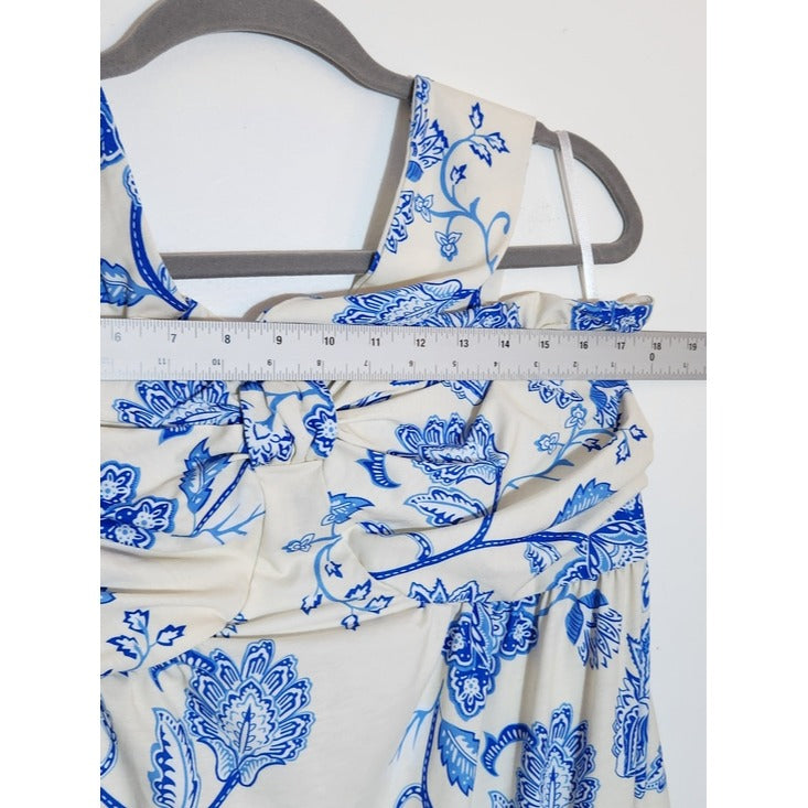 Grace Karin Blue Floral Boho Halter Maxi Dress Size XL