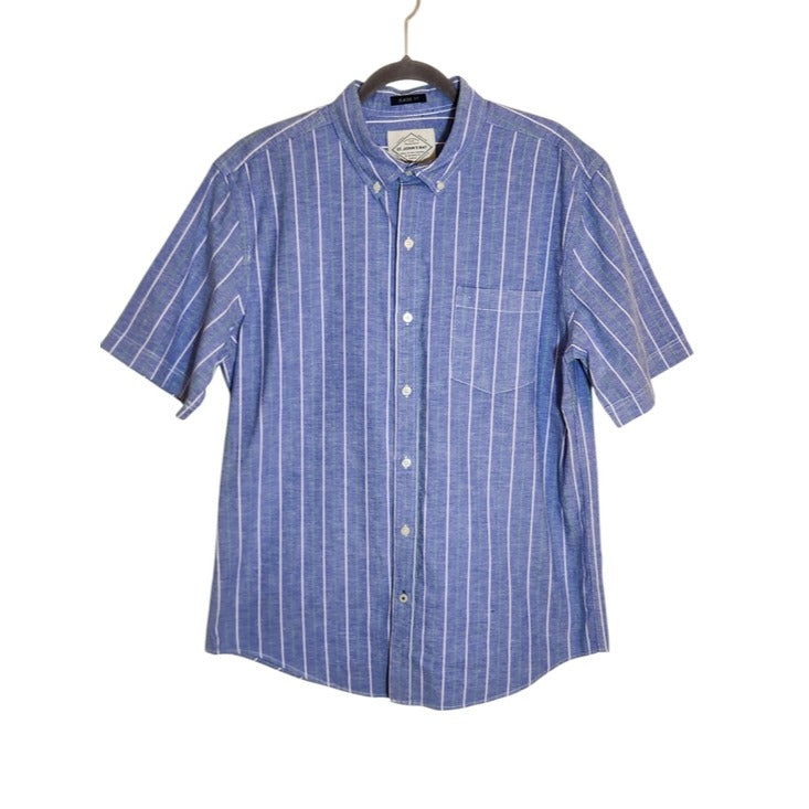 St. John's Bay Light Blue Stripe Button Down Shirt Size Large