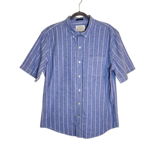 St. John's Bay Light Blue Stripe Button Down Shirt Size Large