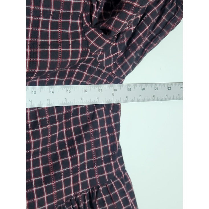 Time and Tru Black and Red Tie Front Blouse Size Medium