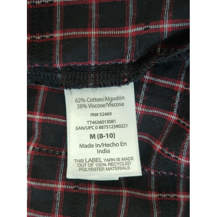 Time and Tru Black and Red Tie Front Blouse Size Medium