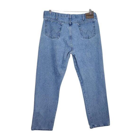 Wrangler Men's Light Wash Straight Leg Jeans Size 40 X 34 Straight Leg Denim