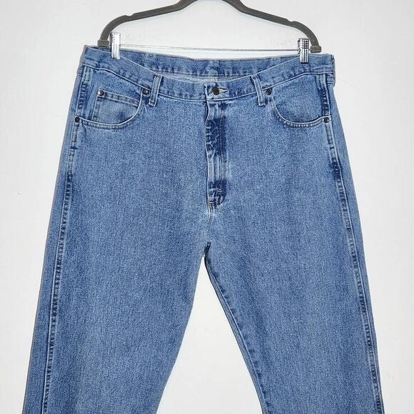 Wrangler Men's Light Wash Straight Leg Jeans Size 40 X 34 Straight Leg Denim