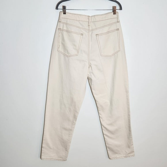 Fashion Nova High-Rise Cream Distressed Denim Size 30 NWOT