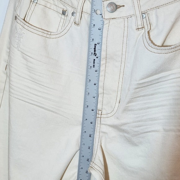 Fashion Nova High-Rise Cream Distressed Denim Size 30 NWOT