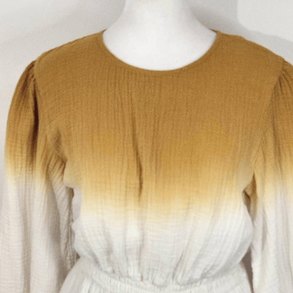 Universal Thread Gold Ombre Gauze Mini Dress Size Small Tie-Dye Cotton Dress