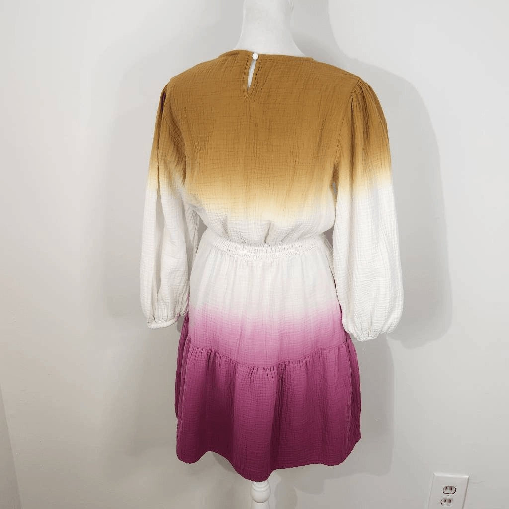 Universal Thread Gold Ombre Gauze Mini Dress Size Small Tie-Dye Cotton Dress