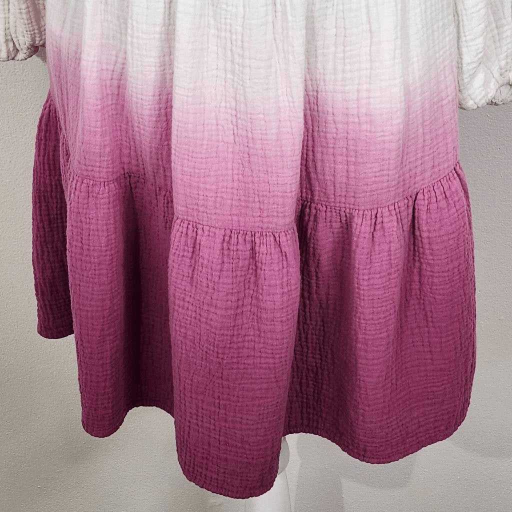 Universal Thread Gold Ombre Gauze Mini Dress Size Small Tie-Dye Cotton Dress