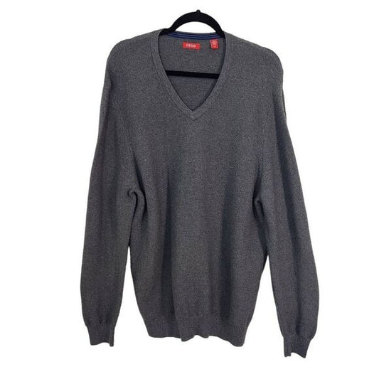 Izod Gray V-neck Sweater Size Large Preppy Gray Sweater