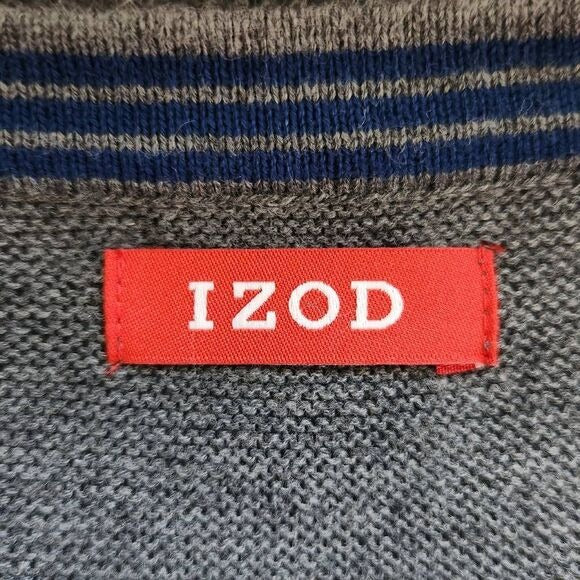 Izod Gray V-neck Sweater Size Large Preppy Gray Sweater