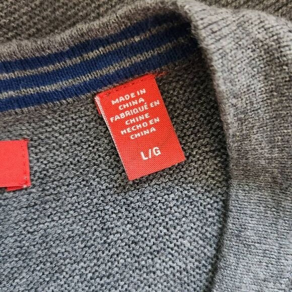 Izod Gray V-neck Sweater Size Large Preppy Gray Sweater
