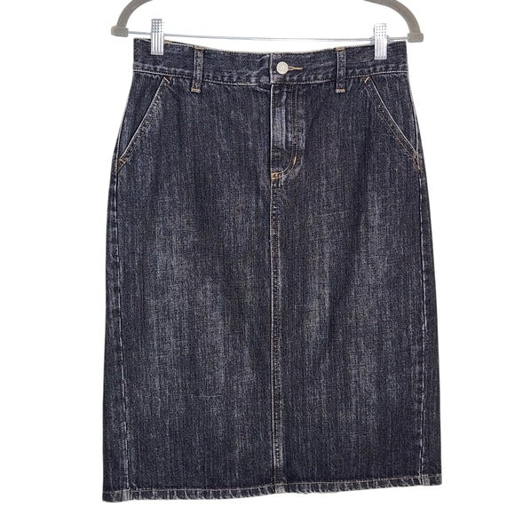 GAP Black Wash Straight Denim Skirt Size 6