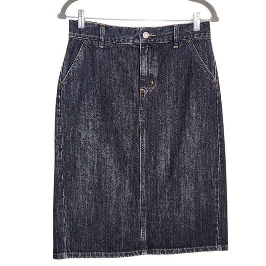 GAP Black Wash Straight Denim Skirt Size 6