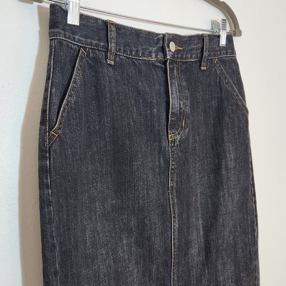 GAP Black Wash Straight Denim Skirt Size 6