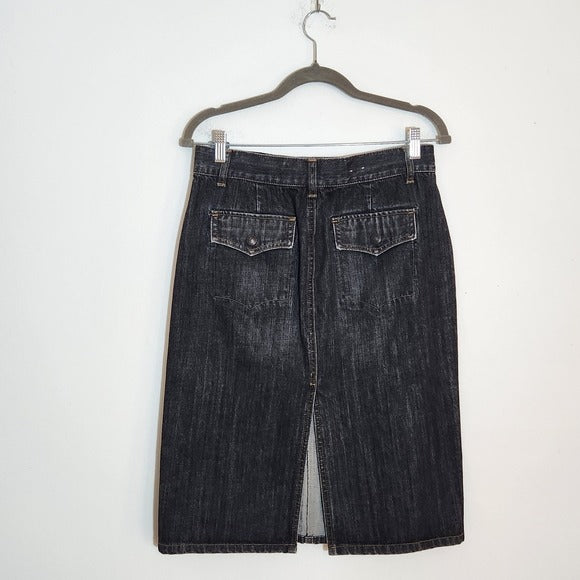 GAP Black Wash Straight Denim Skirt Size 6