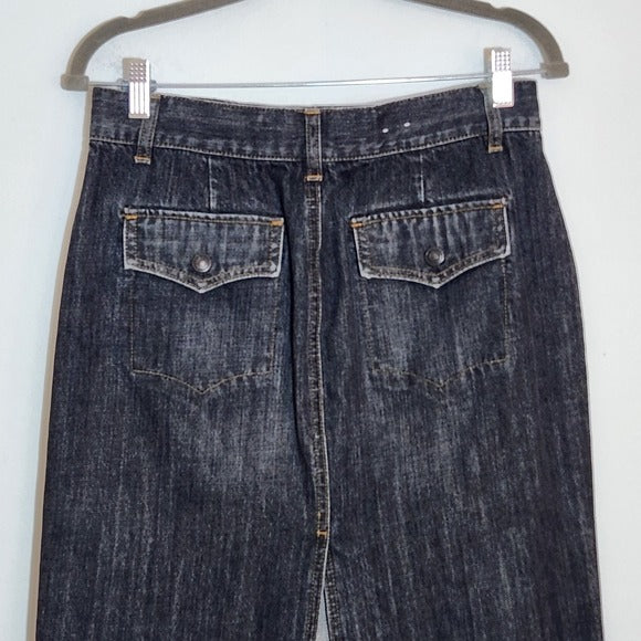 GAP Black Wash Straight Denim Skirt Size 6