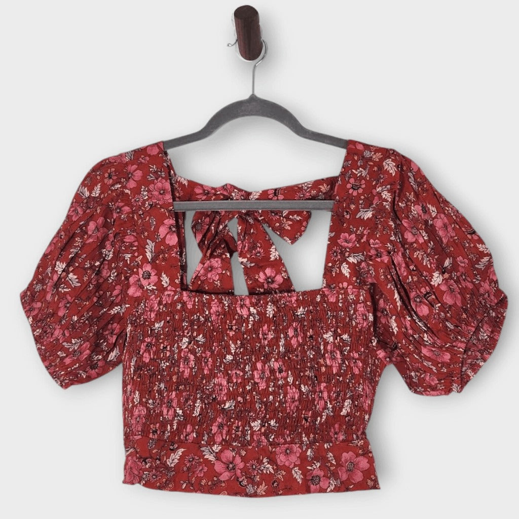 Band of the Free Red and Pink Floral Boho Crop Top Size Small NWT Red Crop Top